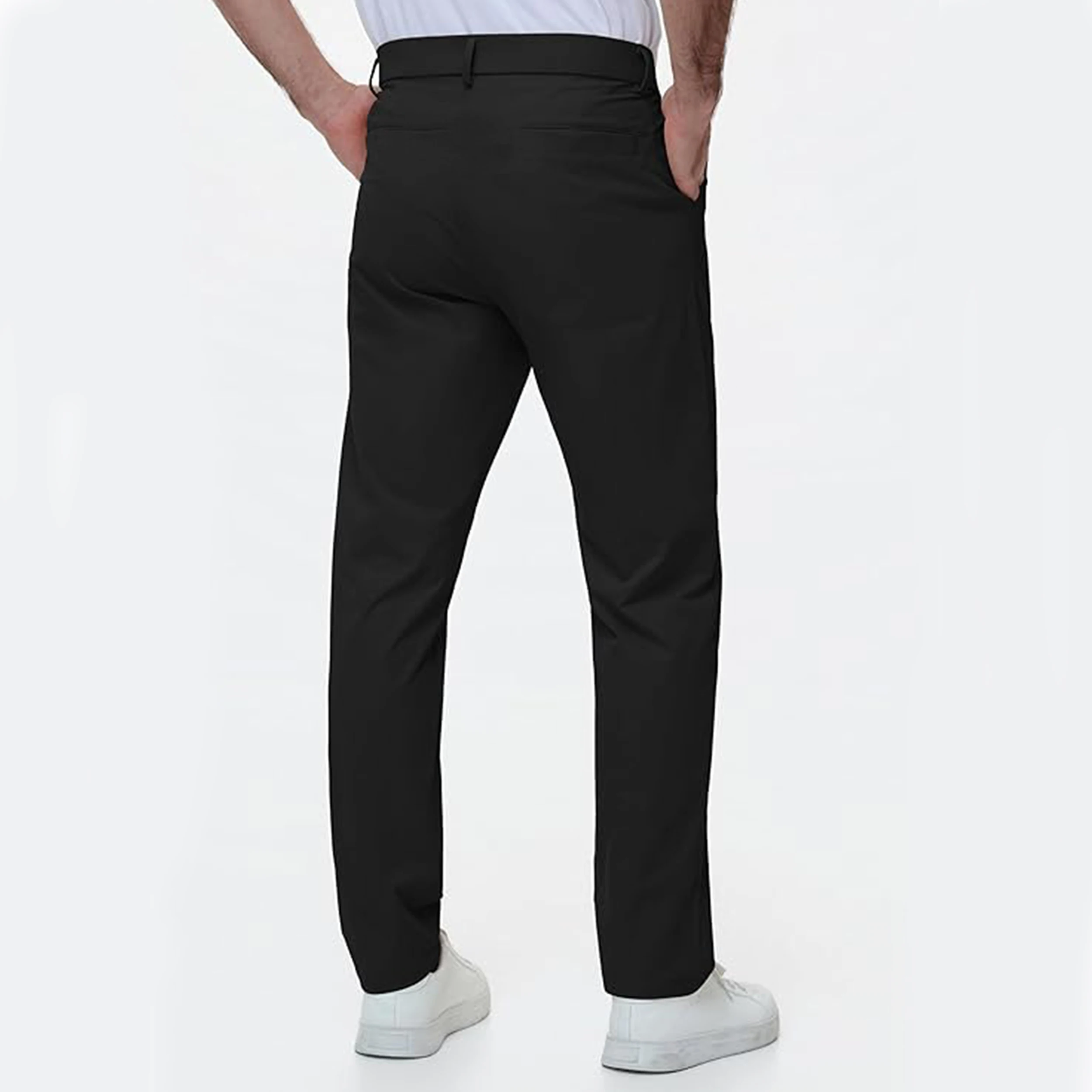Men's Golf Pants: Breathable, Black, Stretch, Business-Casual, Summer/Fall, Cropped, Straight-Leg, Six-Pocket Design, Suit Pants
