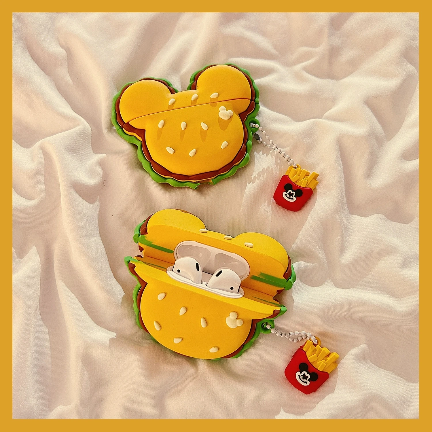 Mickey Burger For Airpods 1 2 3 4 Pro Pro 2 Silicone Earphone Case Accessories Cover