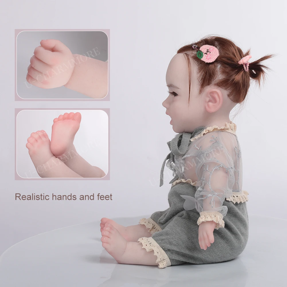 U-charmmore 17.7inch 5.7lbs Full Body Silicone Reborn Baby Doll Realistic Girl Dolls Painted DIY Blank Baby Children Toys