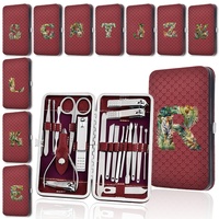 19 Pcs Nail Clippers Set Storage Box Versatile Pedicure Manicure Set Home Nail Trimmers Tools Kit Jungle Tiger Letter Pattern