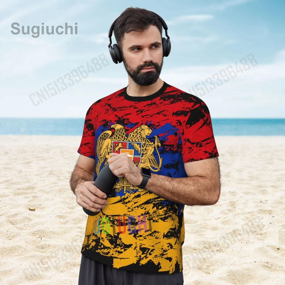 2026 أرمينيا العلم الرجعية ثلاثية الأبعاد الطباعة الصيف تي شيرتات قصيرة الاكمام الرجال النساء ملابس شبكية تنفس الرياضة تيز #2