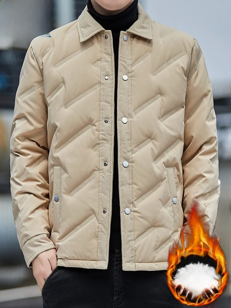 

Мужская легкая пуховая куртка Paul 2025: модная, теплая, с воротником из натурального пуха, молодежная верхняя одежда для осени и зимы, приталенный крой