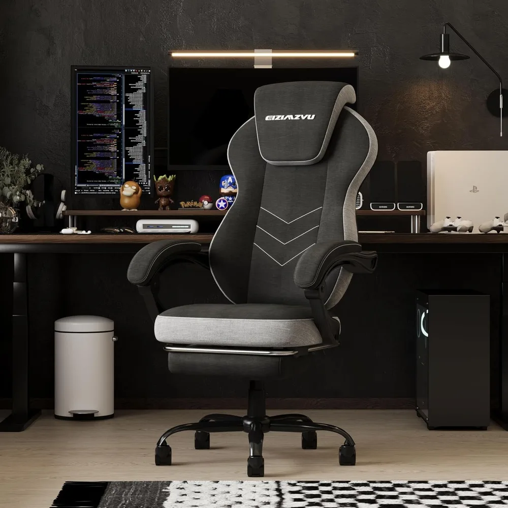 

Ergonomic Chair with Adjustable Headrest and Footrest,Back Computer Desk Chair with Linkage Armrests, Reclining Swivel Chair