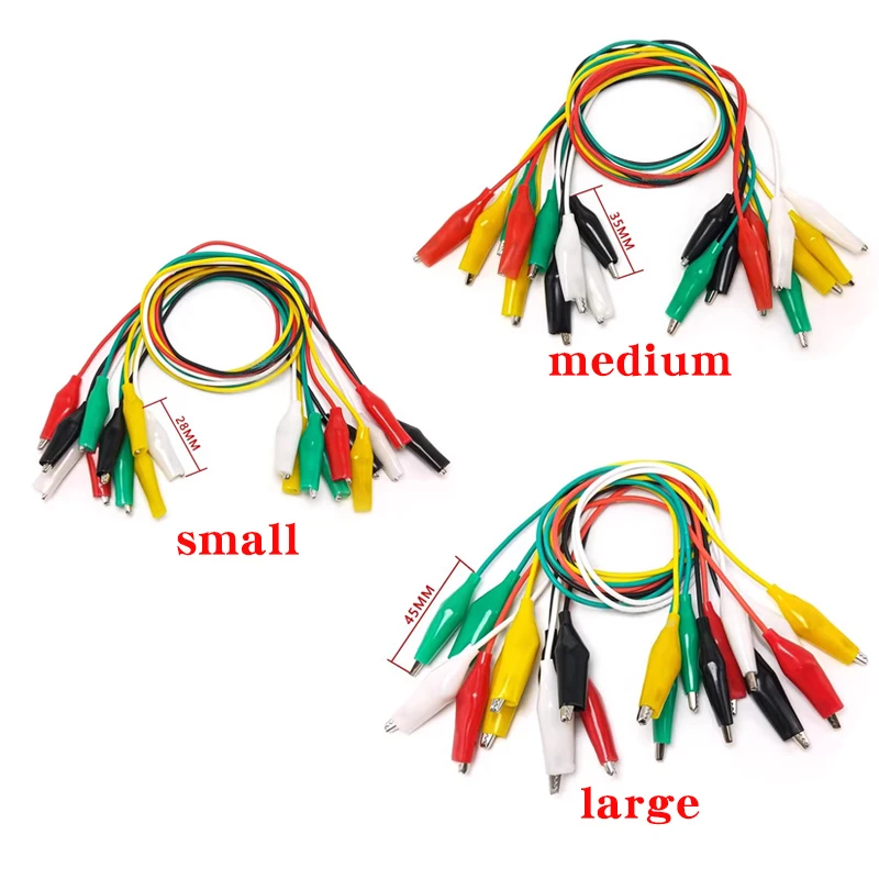 50cm Alligator Clips Double Head Test Clamp 28mm 35mm 45mm DIY Battery Power Cord Sheath for Electric Circuit Connection