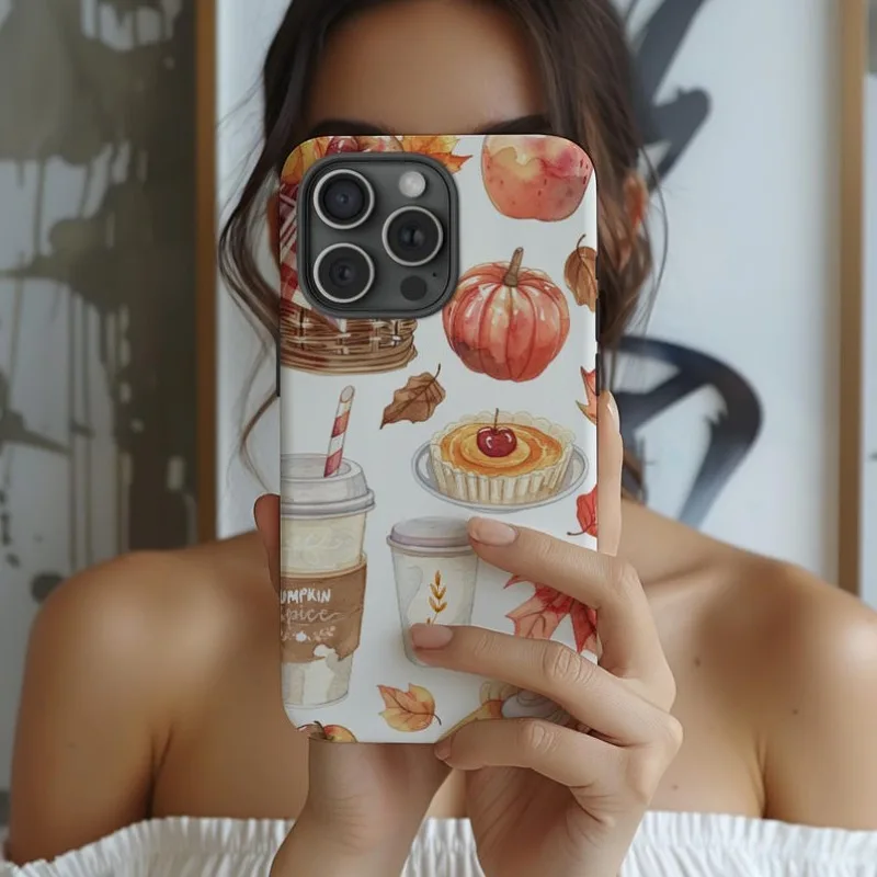 Autumn Pumpkin Lattes  Phone Case For IPHONE 16 15PRO MAX 14 13 12 11 Acrylic TPU Two in one magnetic Phone Cases