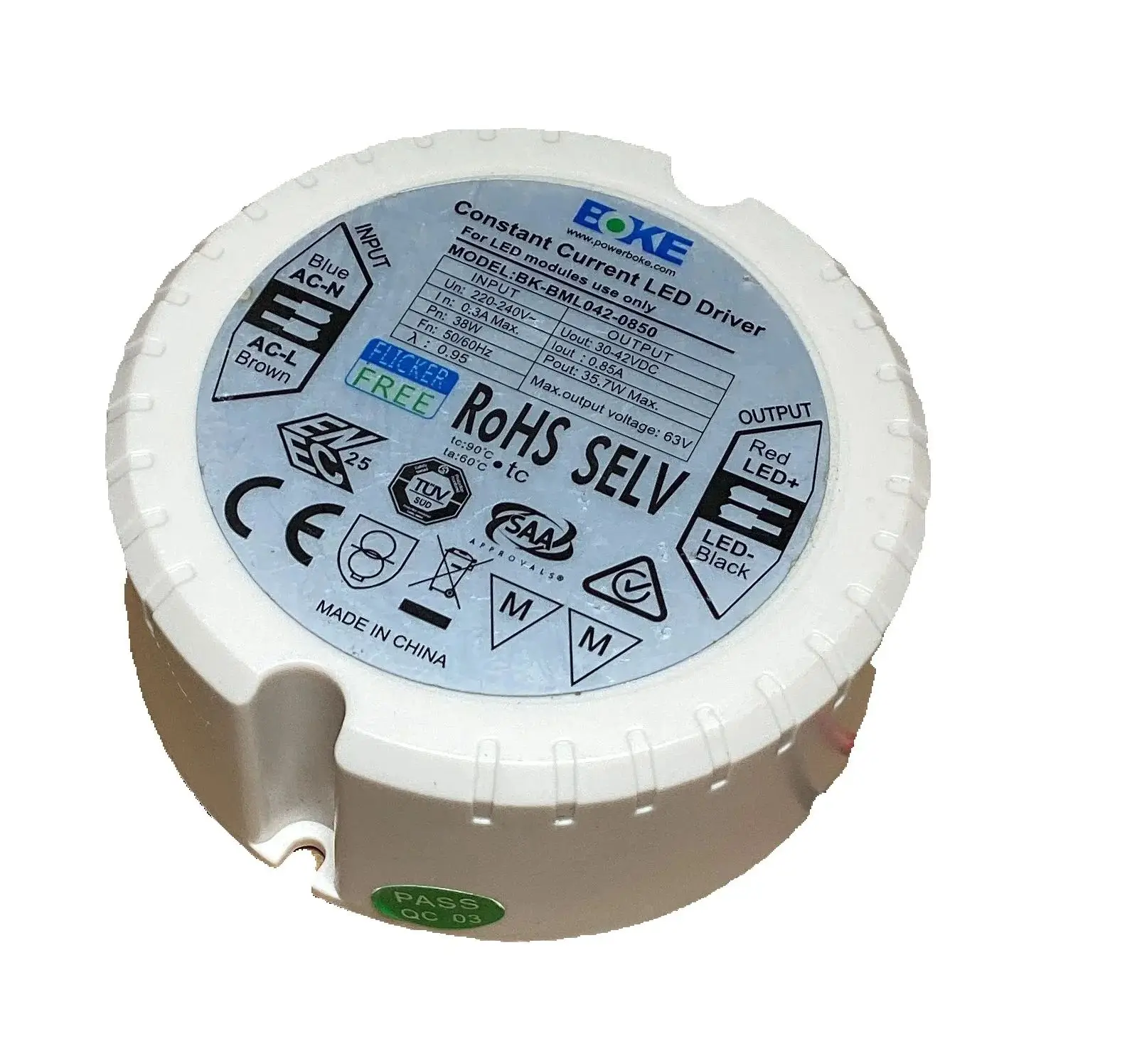 42W Round Constant Current LED Driver BML042 1000mA 850mA Circular Compact Lighting Transformer  for Use Inside of The Light