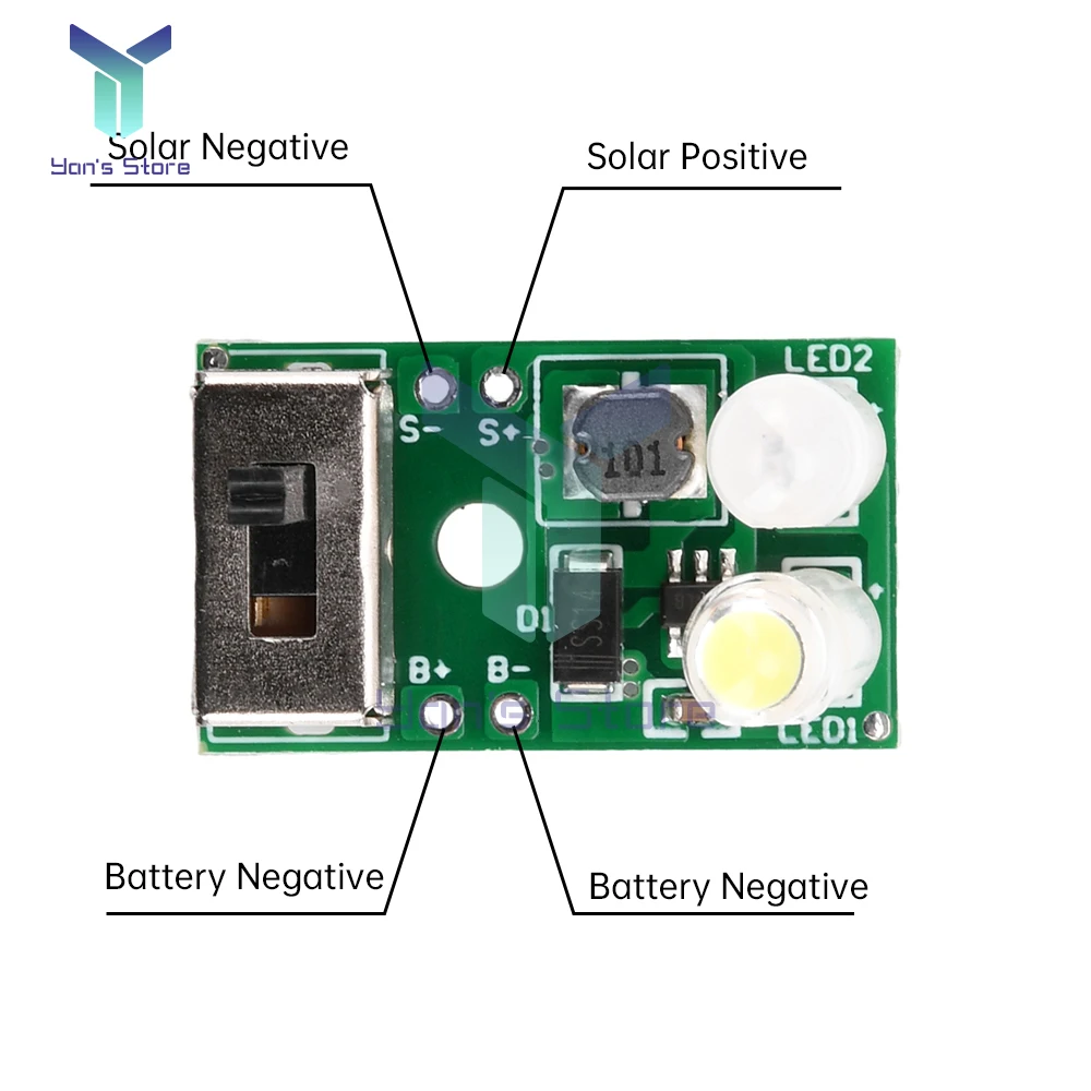 Circuito di controllo della lampada solare con batteria NiMH da 1,2 V con scheda solare da 2 V Controller solare multifunzionale per lampada da prato in ceramica