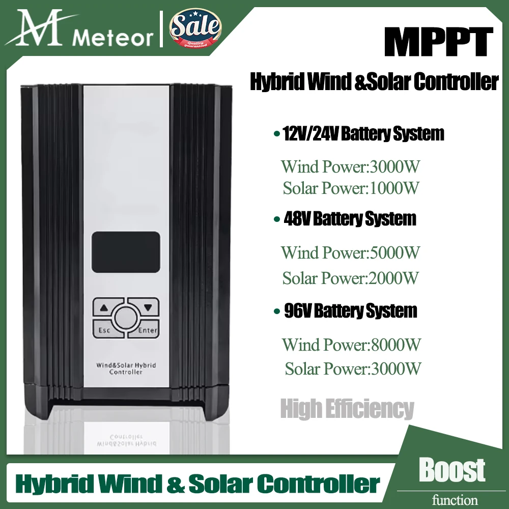 Fast Delivery Wind And Solar Hybrid System 5KW 8KW 10KW 12V-48V Powerful Controller Boost Charge With Dump Load For Home