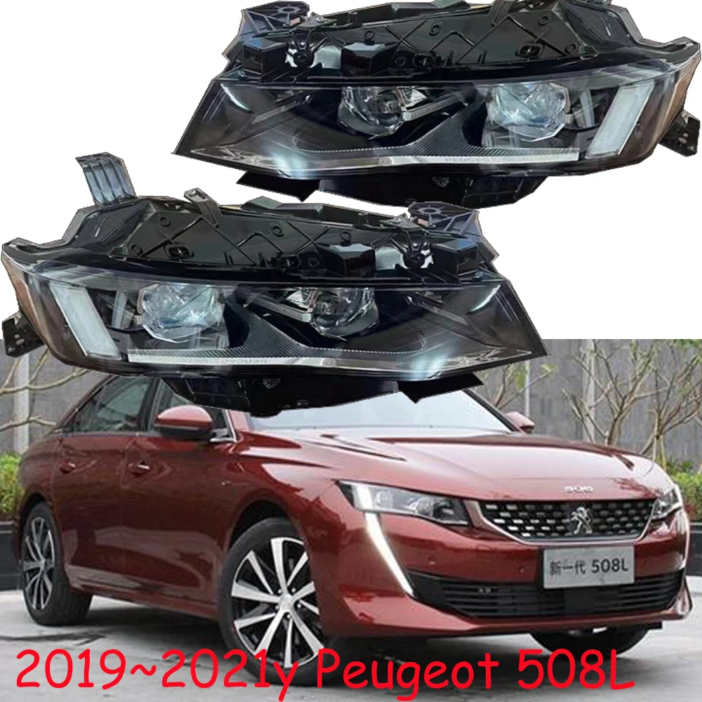 1pcs car bumper headlamp for Peugeot 508 headlight 2019~2022y ALL IN LED DRL Peugeot 508 daytime running light head light