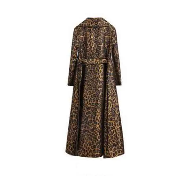 Modische Temperament Leoparden mantel Damen Herbst und Winter neue Gürtel koreanische Version lose über dem Knie lange Wind jacke Mantel