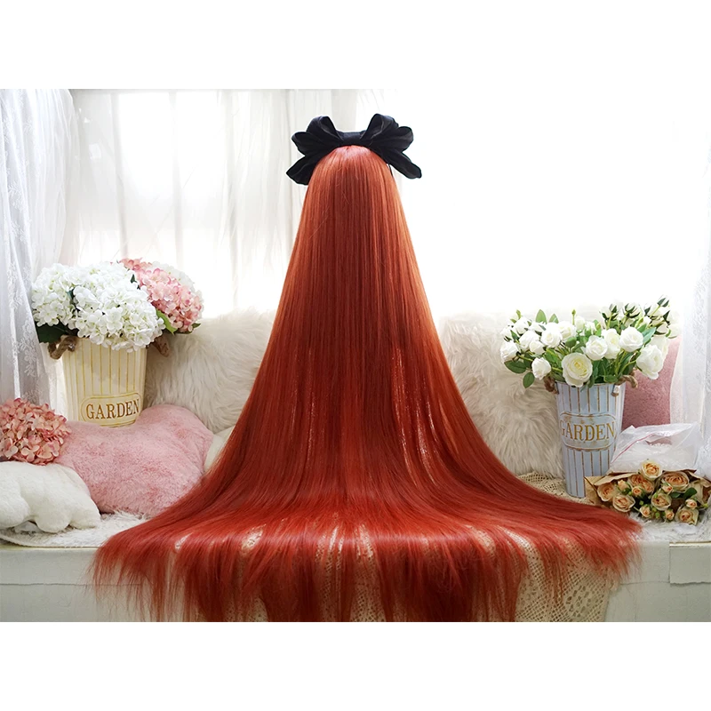 Allaosify-pelo largo falso Lolita, 120cm, 530 gramos, Princesa, liso, dorado, naranja, natural, blanco y negro