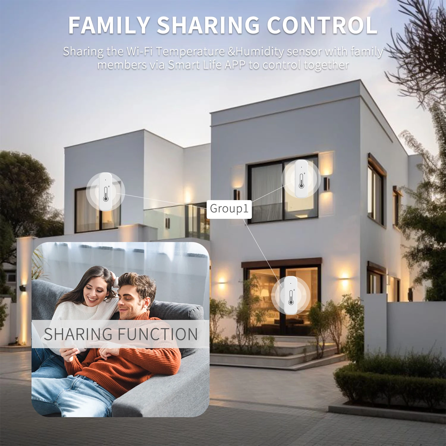 Tuya Temperature and Humidity Sensor, Compatible with Alexa and Google Home, Connects via Wi-Fi and Bluetooth, Voice Control