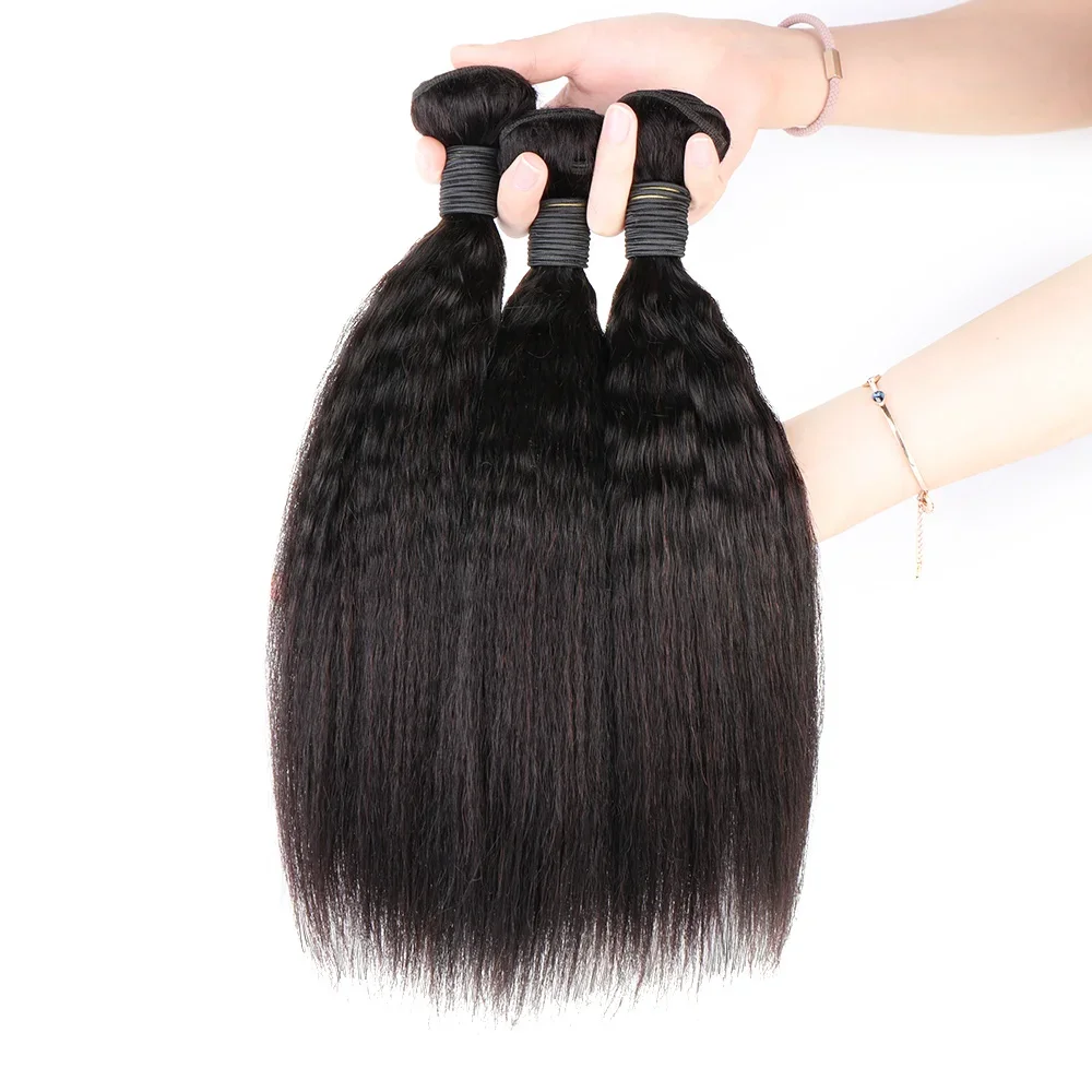 Yaki Straight Bundles 10a Grade Kinky Straight Human Hair Bundles for Black Women Brazilian Remy Human Hair Bundle Extensions