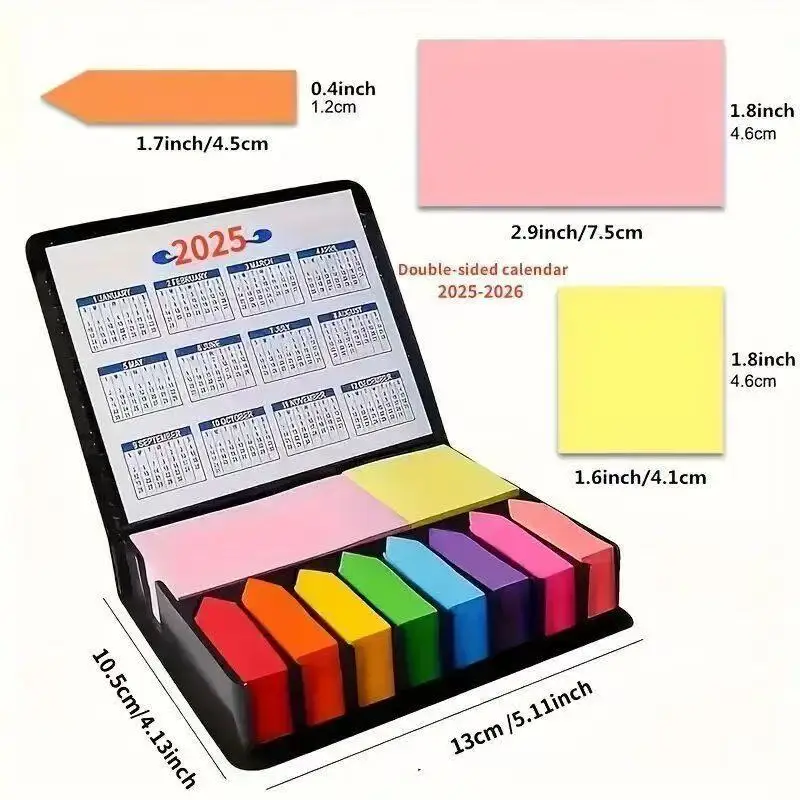 1 Set of Colorful Convenience Stickers Organization Multi-Color Stickers Set Leather Packaging Box Calendar 2026 and More
