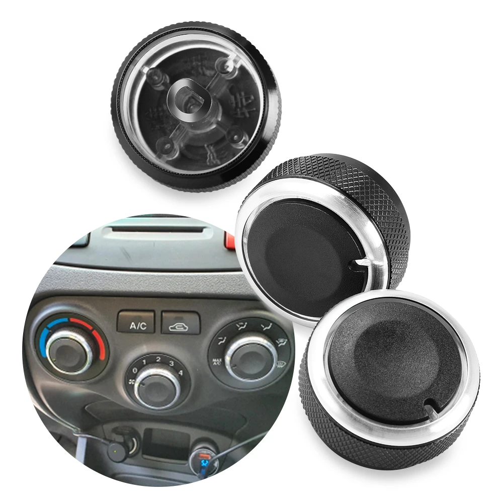 3 unids/set perilla de aire acondicionado aleación de aluminio perilla de CA botón de Control de calor para accesorios Hyundai Accent