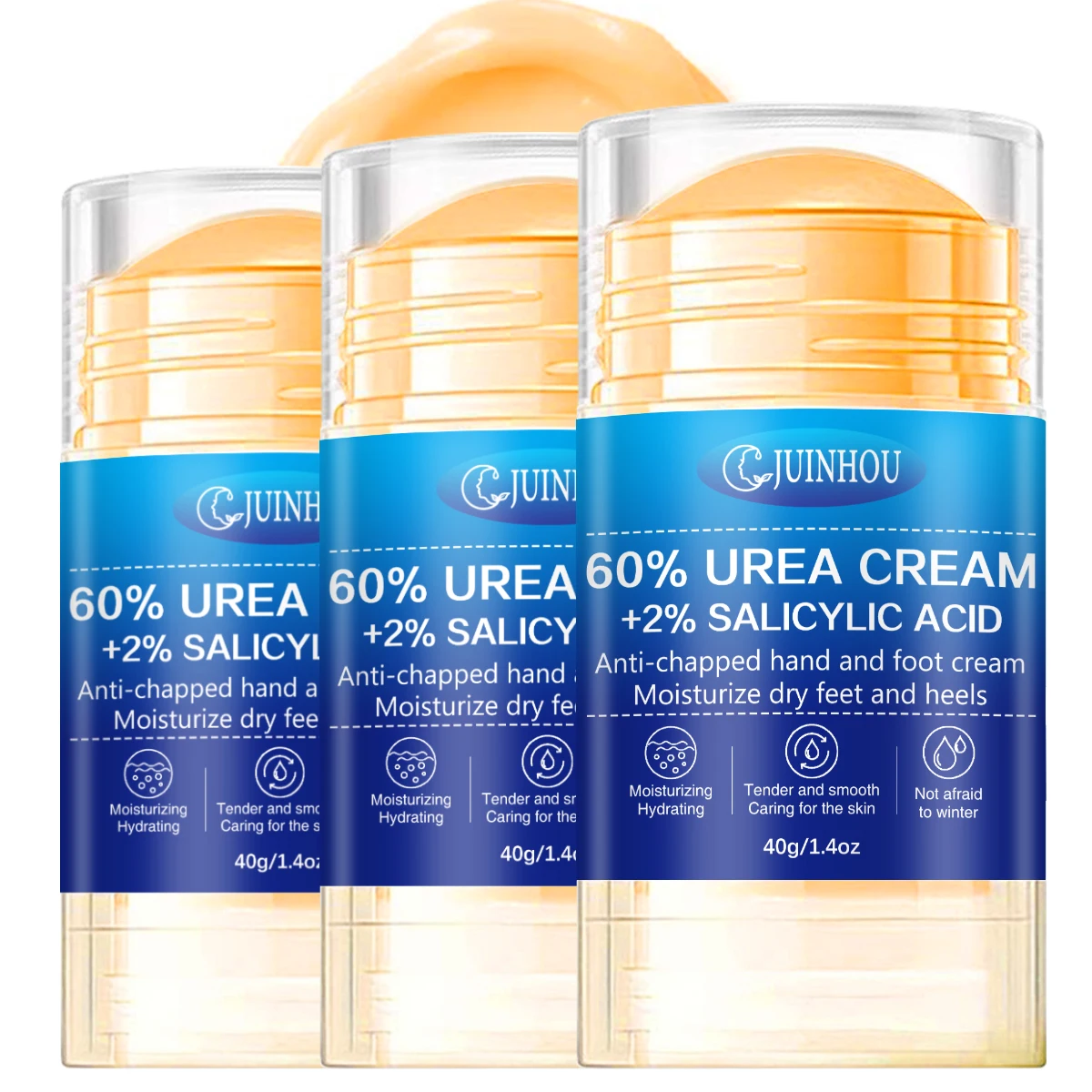 JUINHOU 40g Fußpflegestift 60% Urea 2% Salicylsäure Exfoliation und Hornhautentfernung Tragbare Pflege für trockene, rissige Fersen Pediküre-Pflege – Detail 16