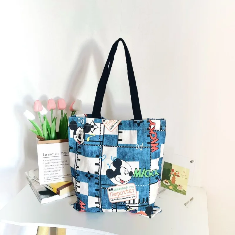 Disney Mickey Mouse Canvas Summer New Style Student Girls Shoulder Large Capacity Handbag Versatile Art Crossbody Bag