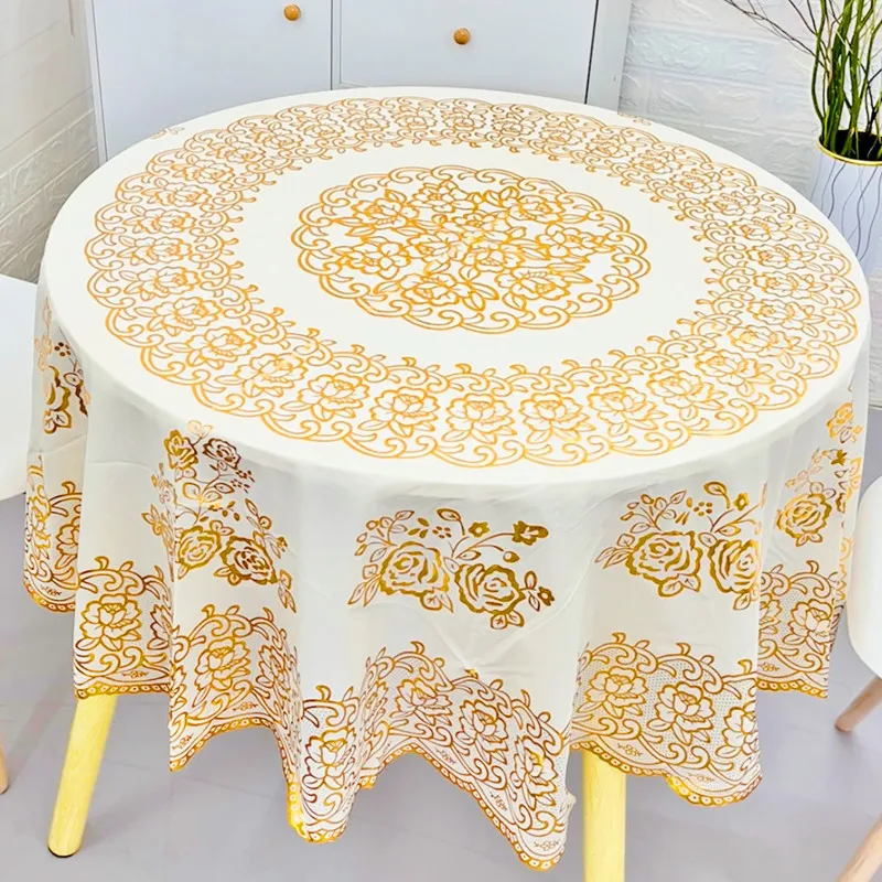 D84 large round table cloth round round table cloth waterproof anti-scalding folding round table plastic round table