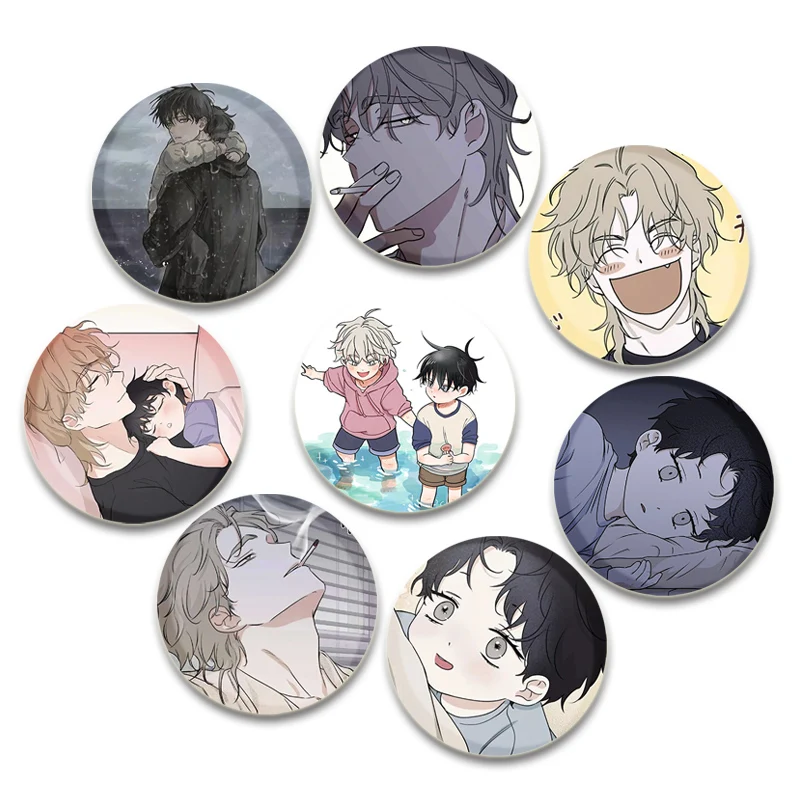 BL Anime Low Tide in Twilight Badge Cartoon Brooches on Backpack Clothes Handmade Round Enamel Pins for Jewelry Gift Accessory