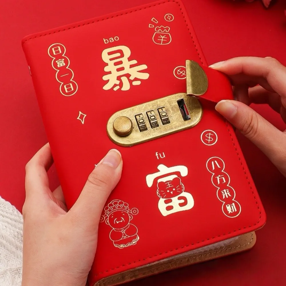 PU Leather Money Saving Book Large Capacity Reusable Money Saving Challenge Book Coded Lock Waterproof Money Storage Bag Ledger