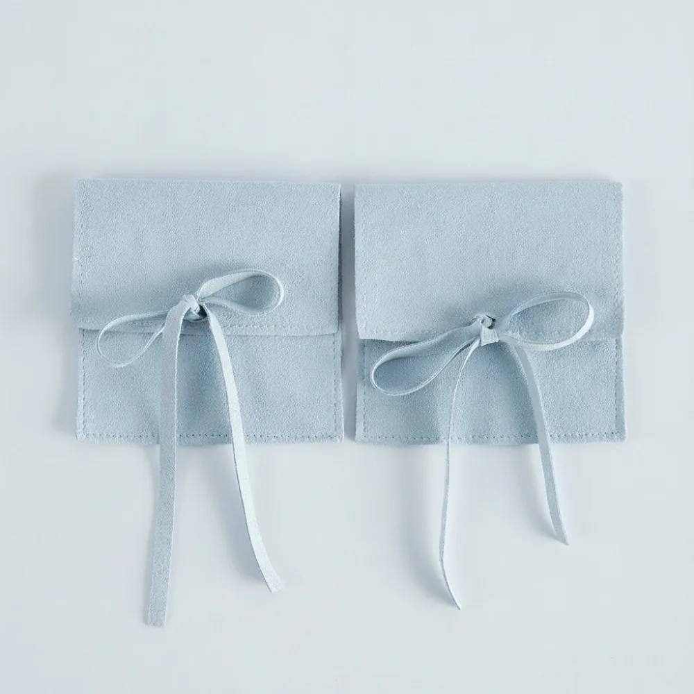 3PCS Microfiber Suede Jewelry Pouch Square Shape Soft Lining Velvet Drawstring Bags Durable Flip Top Suede Storage Bag