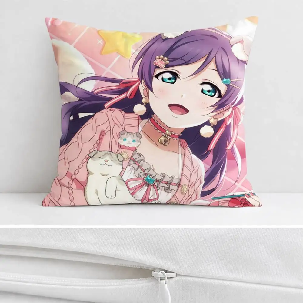 L-Love Live N-Nozomi Tojo  Double-sided Printed Square Decorative Cushion Cover for Sofa Living Room Home Decor