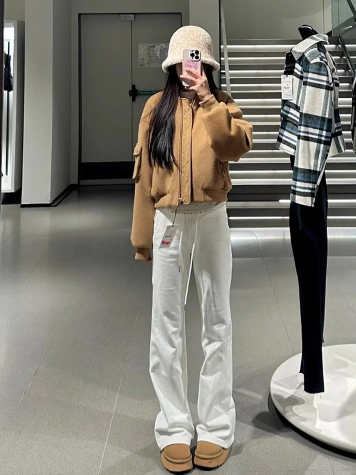 Autumn Winter New Arrival Women's Loose Fit Pilot Jaet Stand Collar Zipper Closure  Color Faion Versatile Outerwear