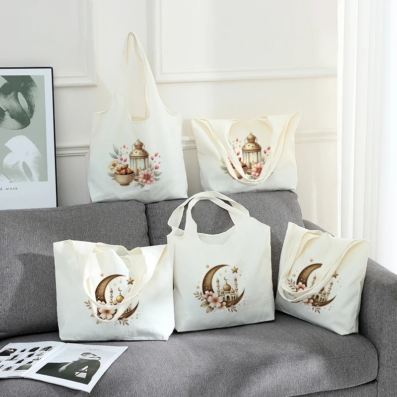 

Eid Mubarak Ramadan Canvas Handbag Small Drawstring Candy Gift Storage Package Large-capacity Single-shoulder Bag 2026 New