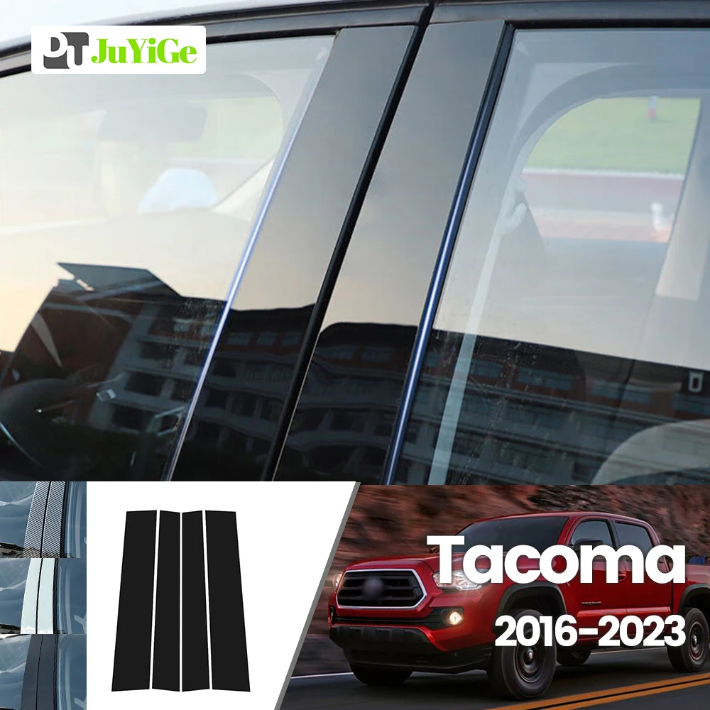 

For Toyota Tacoma N300 MK3 2016-2023 2017 2018 2019 Bright Black Carbon Fibre Window Door B C Sticker