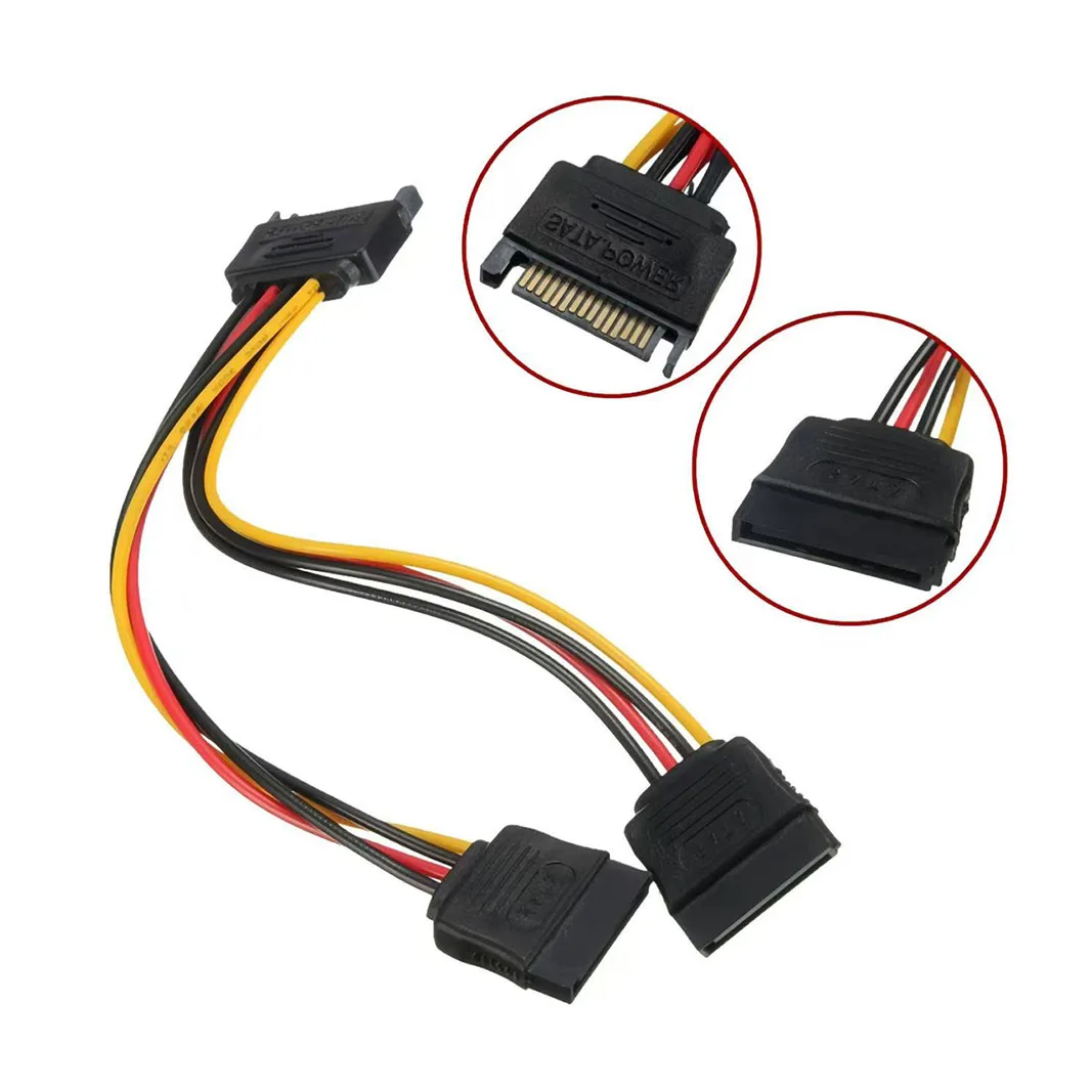 

SATA 15pin Hard Disk Power Male to 2 Female Splitter Y 1 to 2 Extension Cable SATA Hard Disk Power Male to 2 Female Splitter
