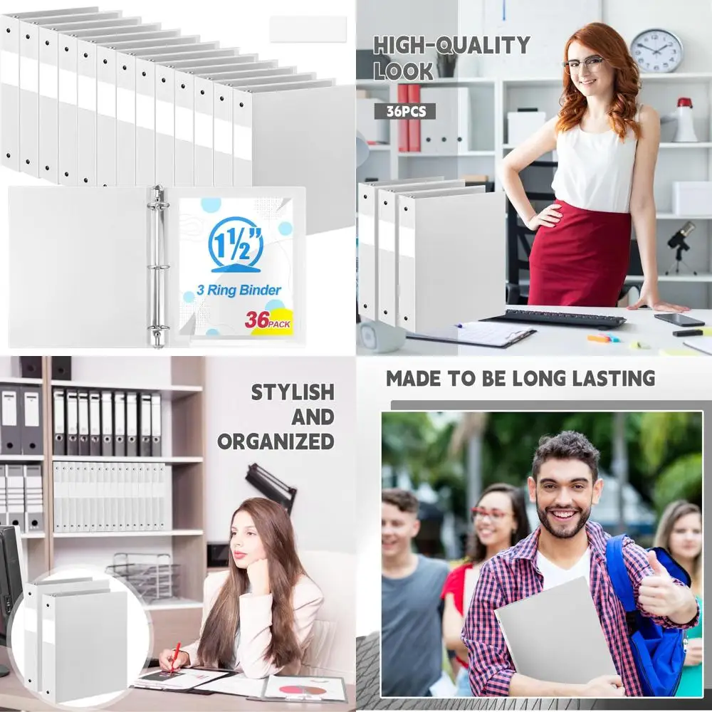 

Набор из 36 белых папок-регистраторов с 3 кольцами, формат Letter (8,5 x 11 дюймов), вместимостью до 350 листов, 2 упаковки пластиковых папок для организации документов в офисе и школе