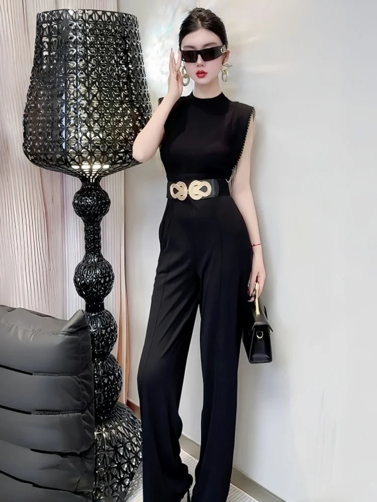 

Ele Slimming High Waist Straight Leg Jumpsuit Svel Summer 2025 Faion Trend Women's One-Piece Suit Long Pants