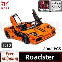 KEJI MOC Lamborghini Murcielago Roadster Super Racing Car Model Building Bricks Kits Kids Toys for Children Boys Christmas gifts