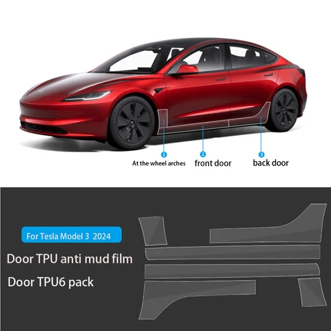 Tesla Model 3 Highland 2024, Расширенная Защитная Пленка Для Передней И Задней Двери, Невидимая Автомобильная Одежда