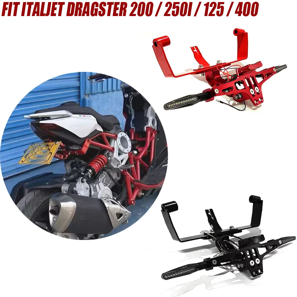 

Motorcycle License Plate Bracket and Turn Signal Light Mounting Kit for Italjet Dragster 200/250i/125/400