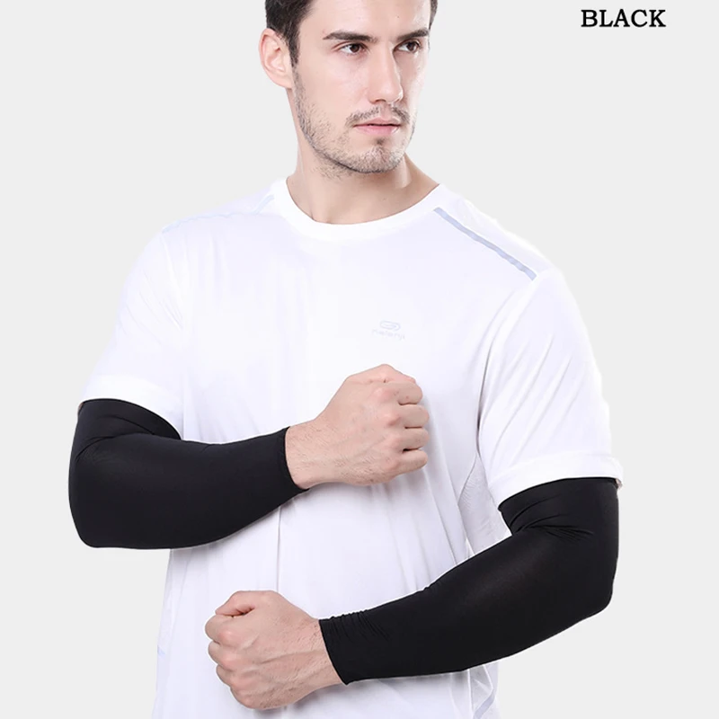 1pair Breathable And Sweat-absorbent Cycling Ice Silk Sleeves, Summer Outdoor Sun Protection Arm Guards, Milk Silk Material,