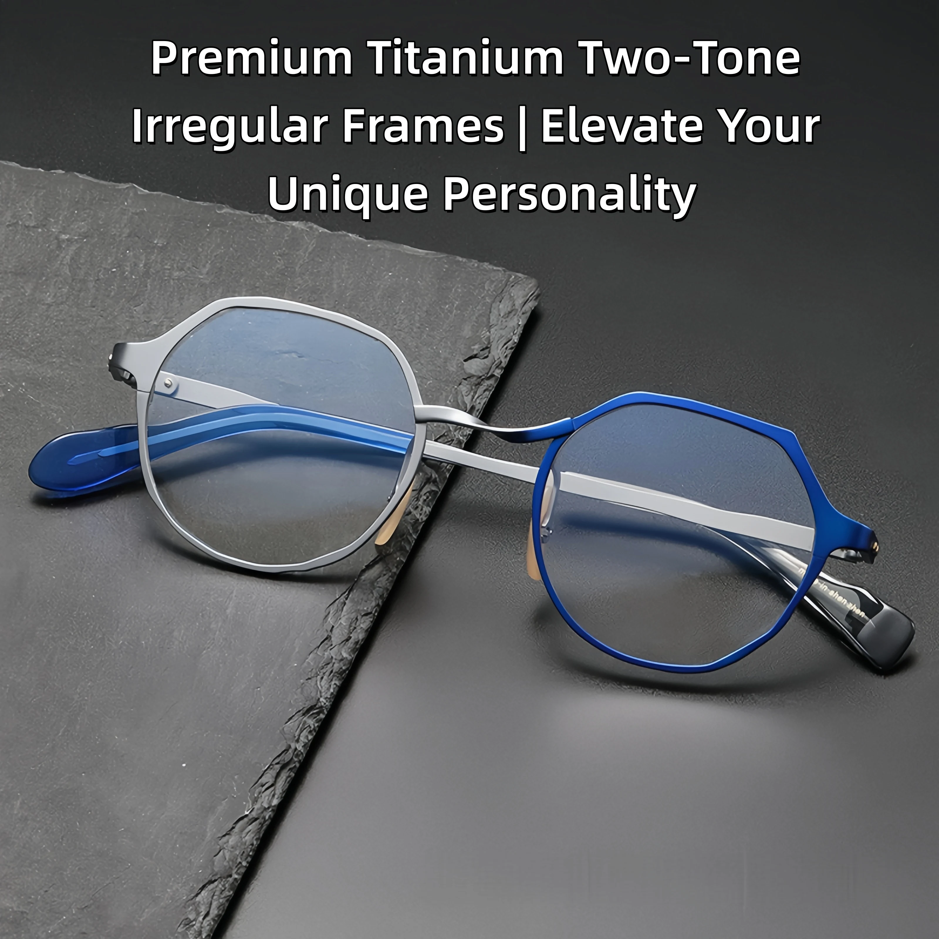 

Two-Tone Irregular Round Titanium Glasses, Masahiro Maruyama Style MM0039, Unisex Retro Unique Frame, Prescription Ready (Black