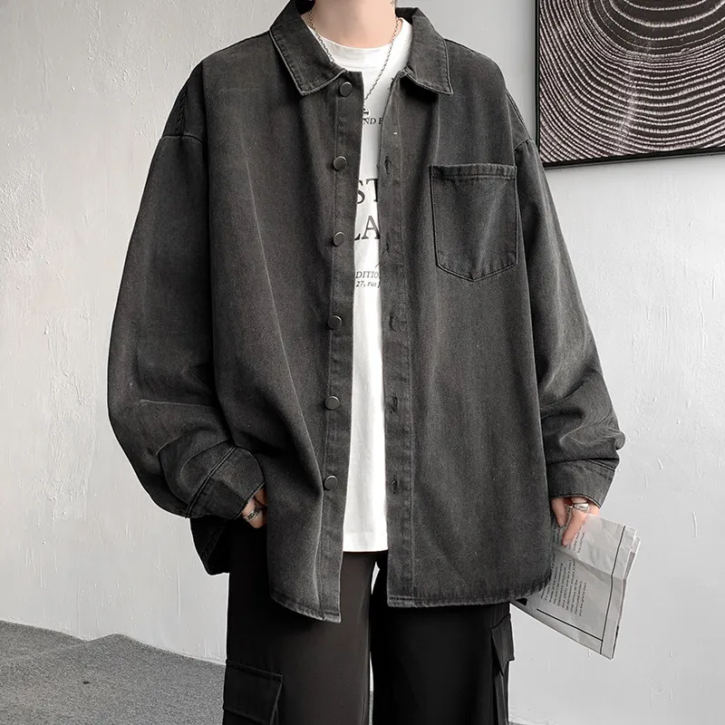 

Мужская джинсовая куртка Bla Denim: повседневная рабочая одежда, осенняя модная молодежная модель из хлопка, свободный крой, американский стиль, дышащая.