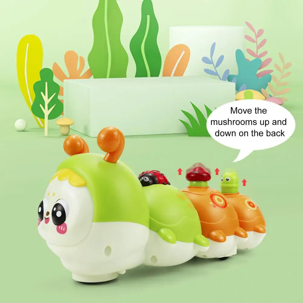 Colorful Light-up Caterpillar Toy Electric Crawling Caterpillar Toy with Light Music Educational Baby Tummy Time Activity