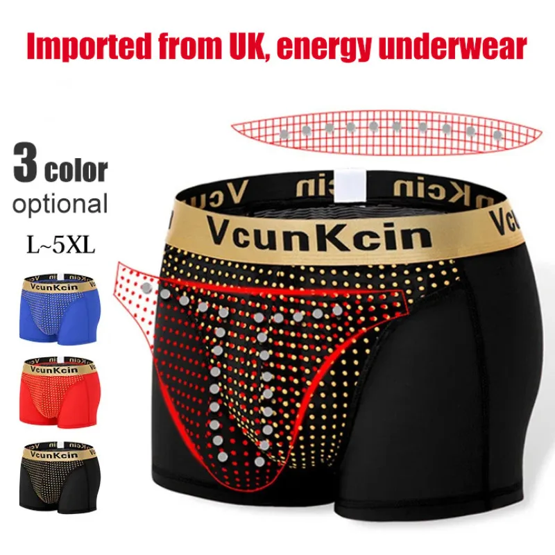 Soft Modal Men Functional Underwear With 48 Fixed Magnets Mid Waist Elastic Breathable All Seasons Solid Boxer Briefs