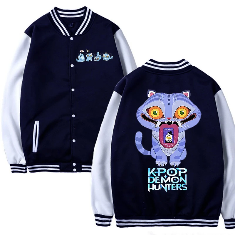 Chaqueta con estampado de película para mujer, chaqueta de béisbol de estilo callejero clásico con dibujos de tigre Derpy, abrigos informales de moda