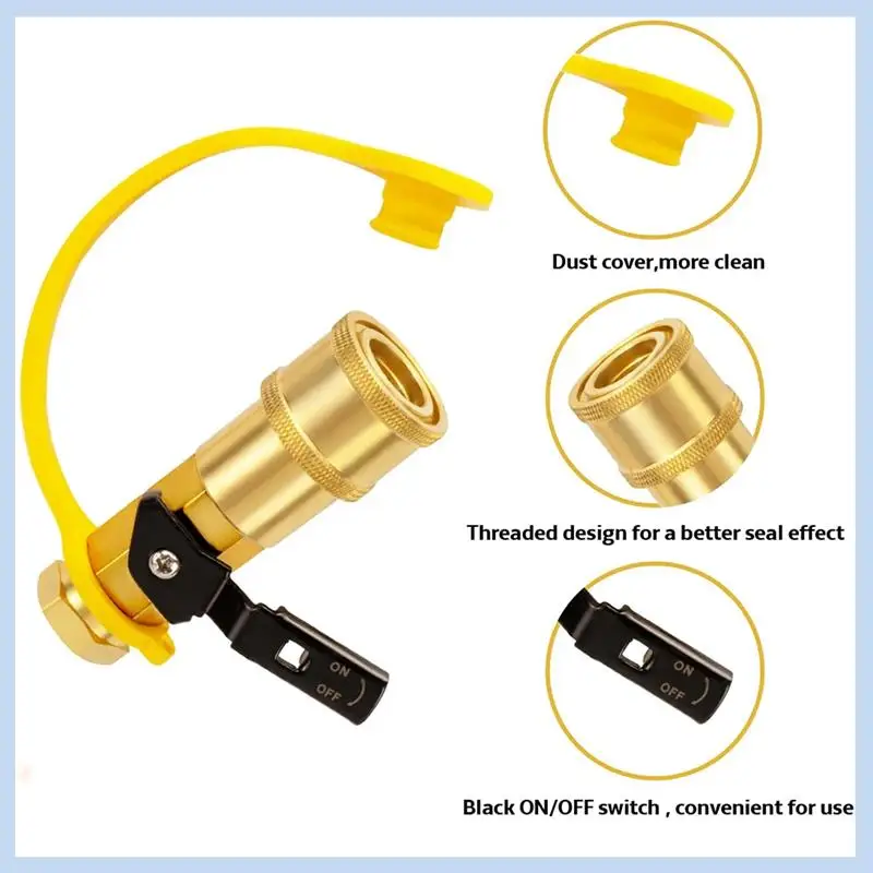 Adaptador rápido de propano AS63-RV para manguera de propano, kit de adaptador rápido o desconexión de propano o gas natural de 1/4 pulgadas