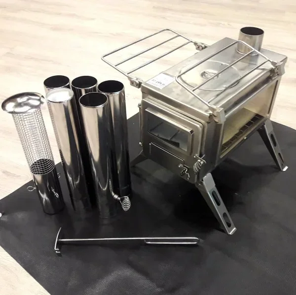 Portable Stainless Steel Outdoor Tent Stove & Firewood Kitchen for Campground Cooking Heating and Outdoor Survival Wood Stove
