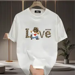 95% Cotton T-shirts Women Fashion Three-dimensional Letter Stud T Shirt Summer Trend Tshirt Personality Loose Short Sleeve Tops