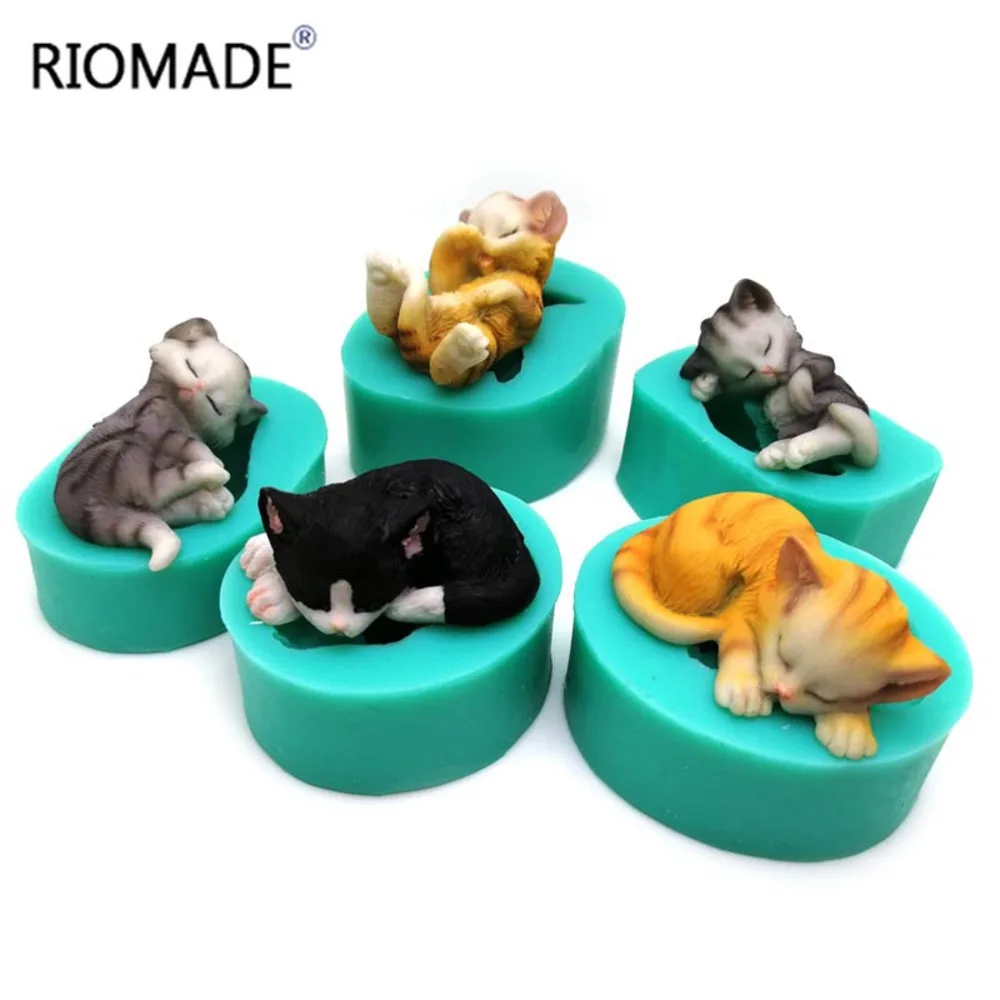 3d Kittens Silicone Mold Fondant Molds Cake Decorationing Tools Lovely Cat Chocolate Sugar Cupcake Animal Kitchen Baking Mould