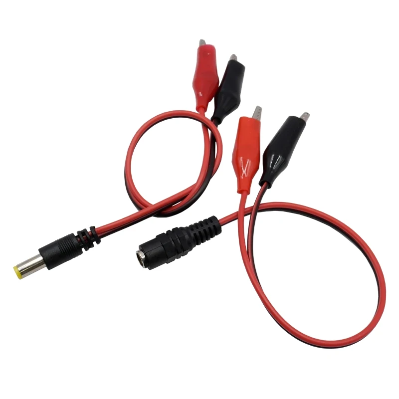 

DC Male Female Jack Connector Alligator Clips Crocodile Wire 12V Power Cable To 2 Alligator Clip Connected Voltage 5.5*2.1mm