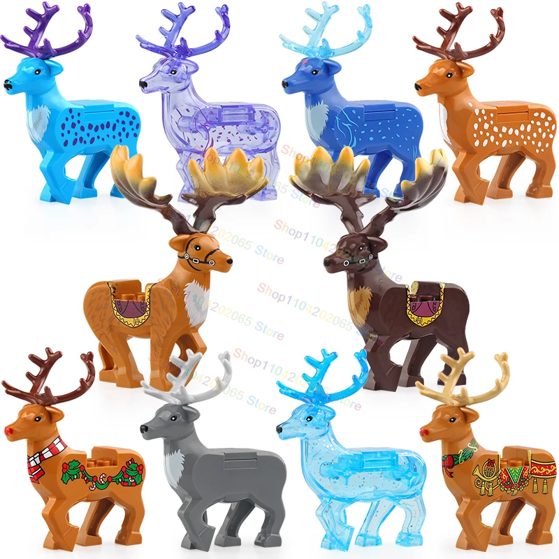 

Reindeer Big Animal Horn Deer Elf Mount Moose MOC Bricks Action Figure Building Blocks Model Edacational Children"s Toys