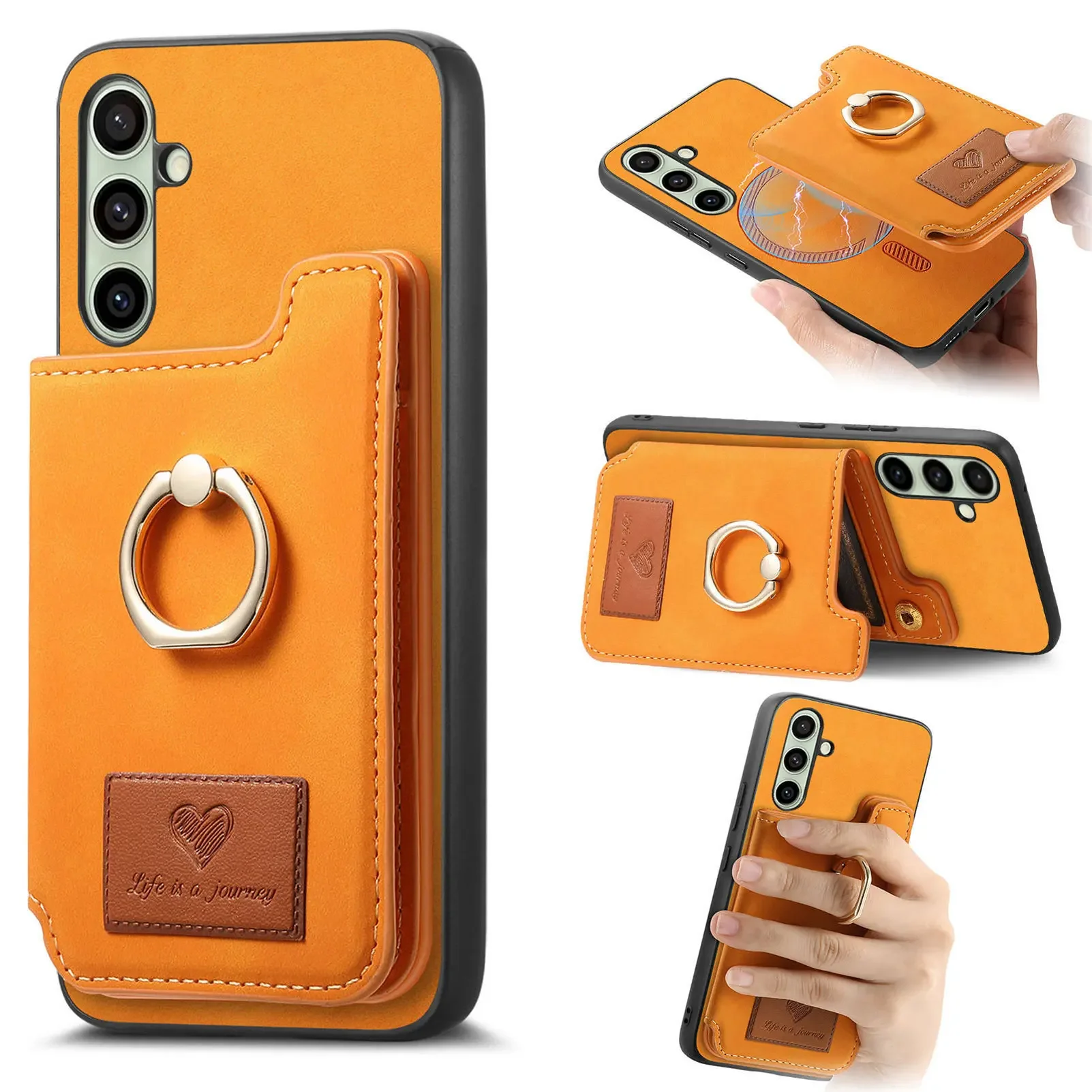 

2 in 1 Detachable Cards Solt Wallet Leather Case For Samsung S25 Ultra S24 Plus S23 A56 A06 A16 A55 A35 A15 A05 A24 Ring Holder