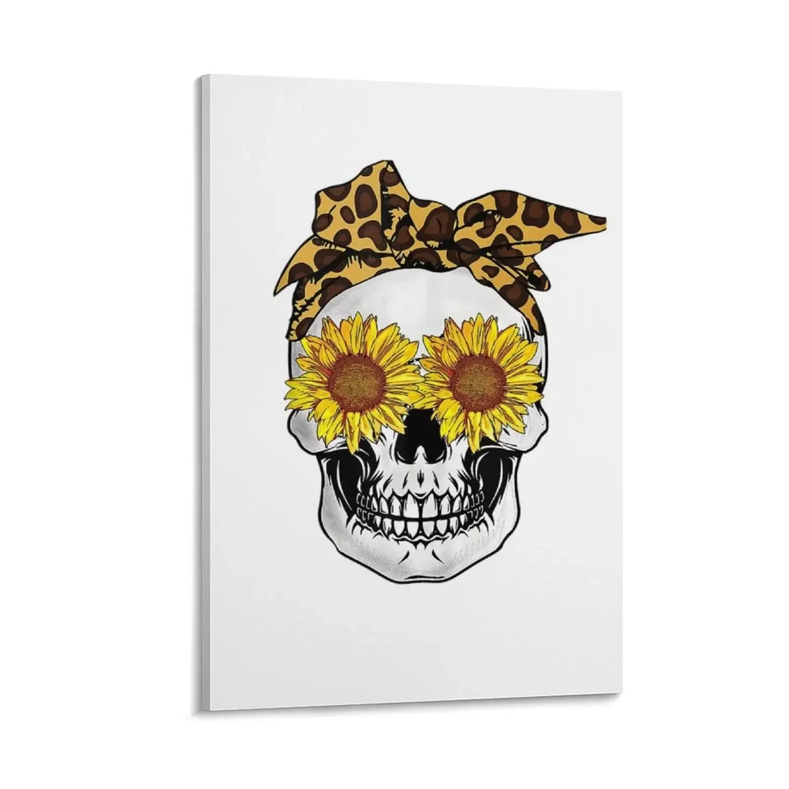 

Skull Sunflower Essential Leopard T-Shirt Canvas Painting Decorative picture room decor vintage home decor