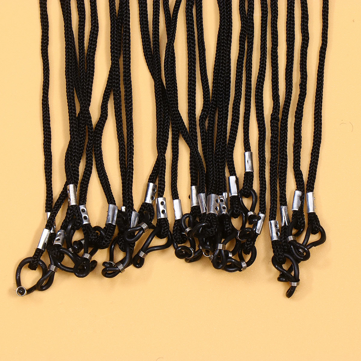 

1 Bag of 48Pcs Nylon Glasses Elastic Strap Belt Eyewear Cord Glasses Neck Strap Eyeglasses Rope Chain Cord (Black)